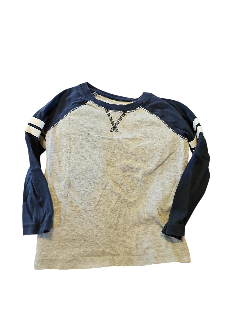 Kids Long Sleeve Raglan Tee - Gray & Navy Jumping Beans Size 3t